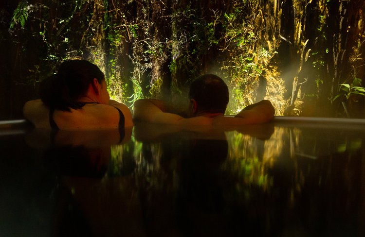 Unwind at the end of the day - soaking in a woodfired Hot Tub