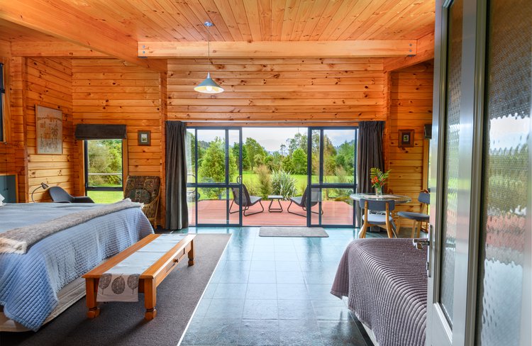 Our Scandinavian style cottage is solid timber, wood is the dominant feature.