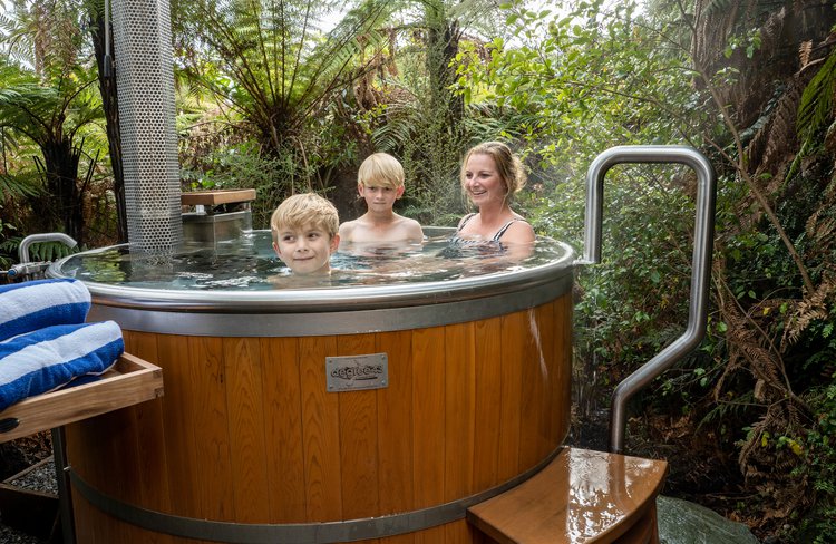 Exploring the glaciers? Stay & Soak in Franz Josef with the family.