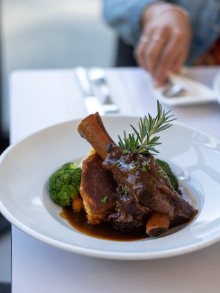Lamb shanks at Blue Ice Restaurant.