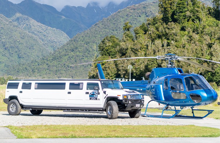 The limousine hummer and one of our Airbus Helicopter H125 machines (previously known as AS350 B2 squirrels).
