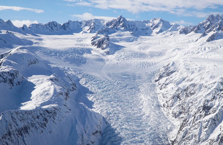 Head of the Fox Glacier with Mount Tasman