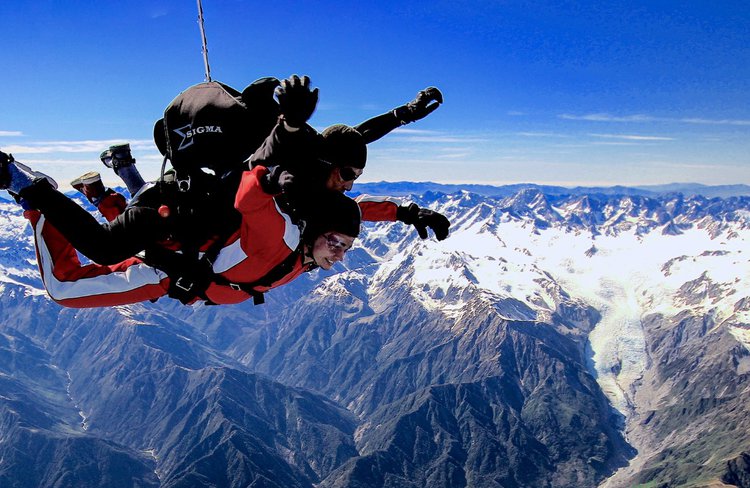 Skydive over Franz Josef Glacier, New Zealand