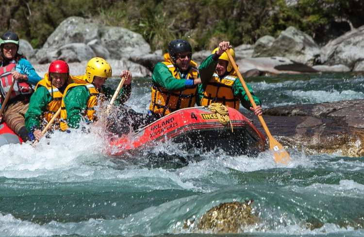 Rafting the Grey River/Māwheranui near Reefton.