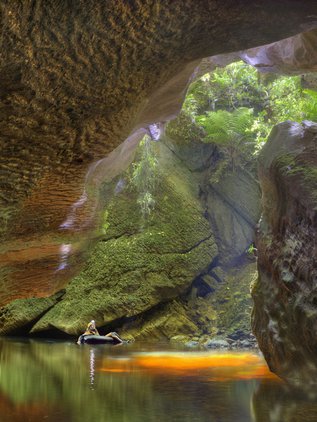 Floating out of the cave resurgence.