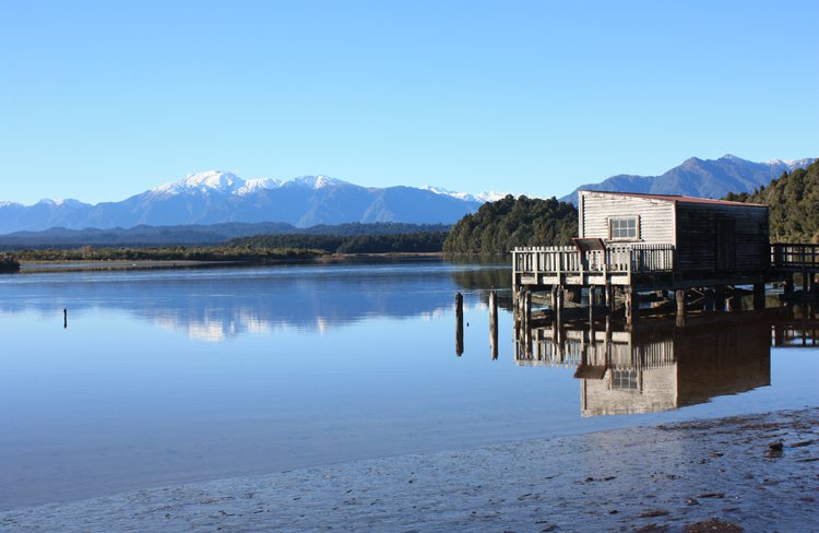 Okarito historic wharf shed