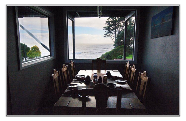 Breakfast room with views to Tasman Sea