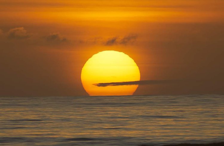 Sunset over the Tasman Sea from our back deck in Winter